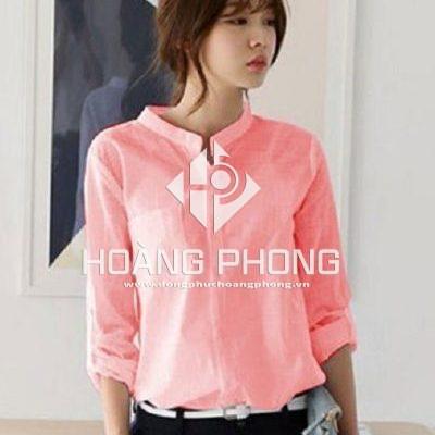 Đồng phục công sở – Áo sơ mi nữ màu hồng tay dài
